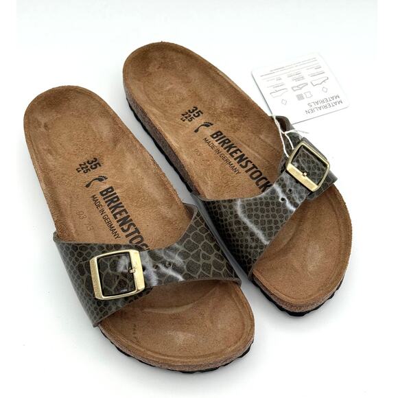 Birkenstock Flip Flops Sandals Madrid khaki Magic Snake Women's Size US4 EU35 - Picture 1 of 9